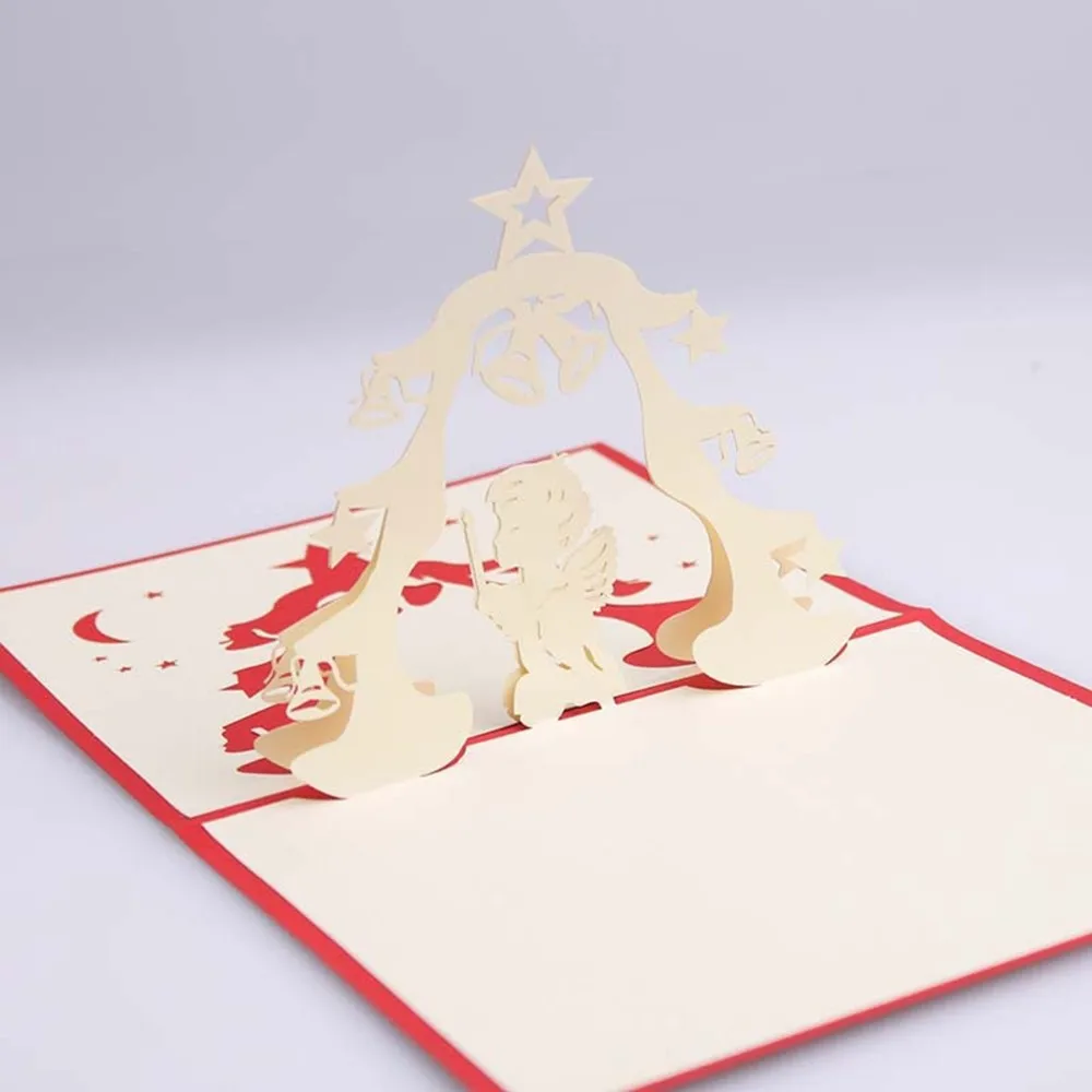 3D креативная стерео поздравительная открытка DIY бумажная резьба Ангел звезды
