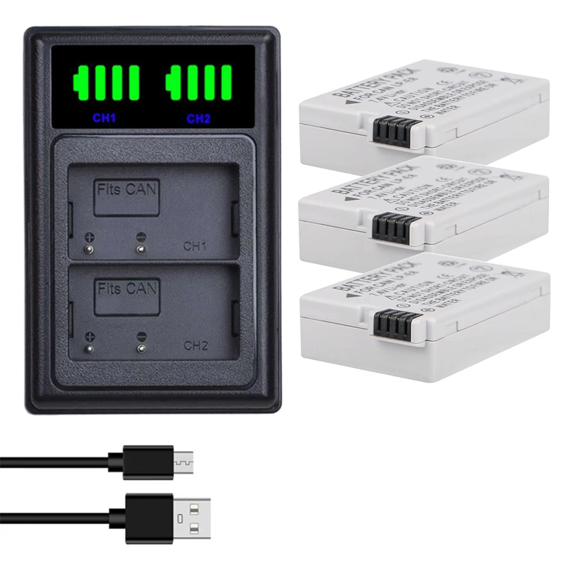 2 шт. LP-E8 LP E8 LPE8 1800 мАч камера Батарея + светодиодный двойной Зарядное устройство