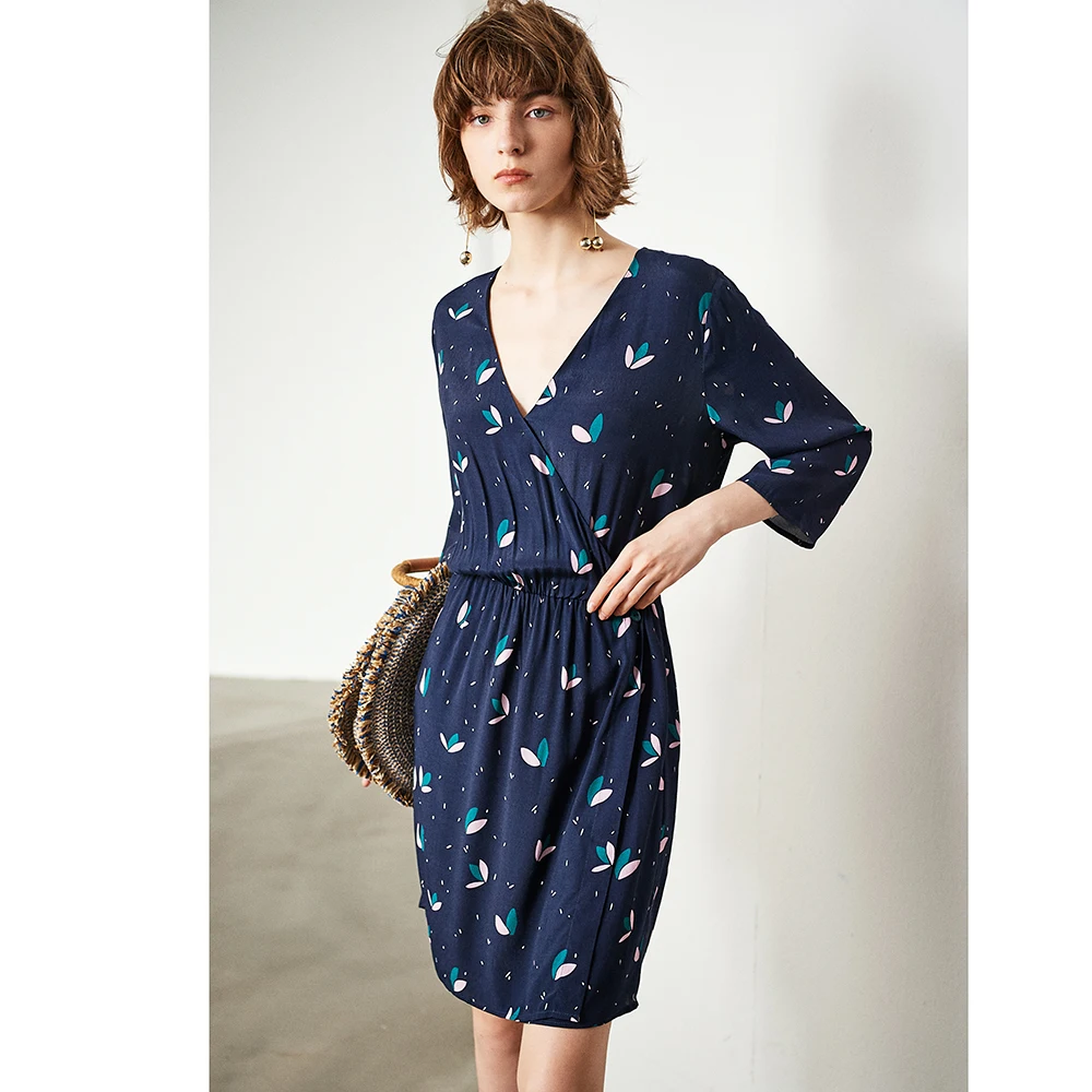 Новое популярное модное женское платье с v образным вырезом и принтом облегающее