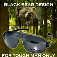 clara vida men masculine tough man only style forest black bear design polarized polaroid back coated super large sunglasses
