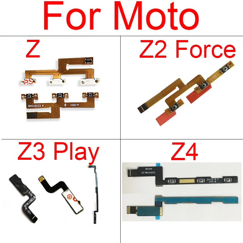 Шлейф кнопки питания громкости для Motorola Moto Z XT1650 Z2 Force Z3 Play Z4 XT-1980-3 бокового ключа |