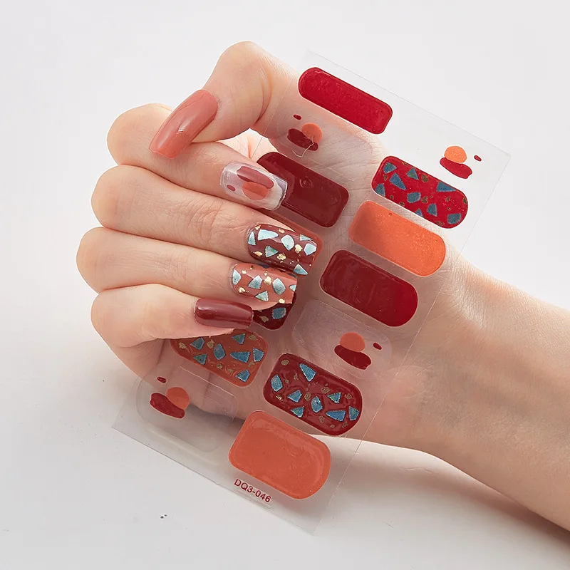 

14pcs/set 2021 Hot Sale Color Shiny Kawaii 3D Cute Retro Classic Simplicity Nail Sticker Girl Wearing Finished Nail Sticker Gift
