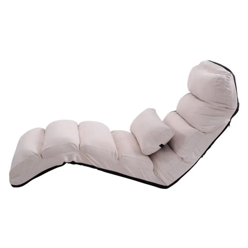 

Floor Folding Chaise Lounge Chair Modern Fashion Beige Living Room Comfort Daybed Lazy Reclining Upholstered Sleeper Sofa Bed