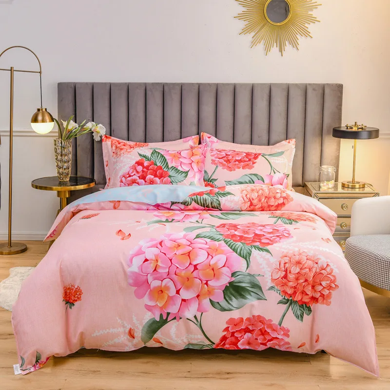 

Комплект постельного белья из 4 предметов, хлопок в китайском стиле, Королева/Кинг, с морскими цветами, простой мягкий пододеяльник, простын...