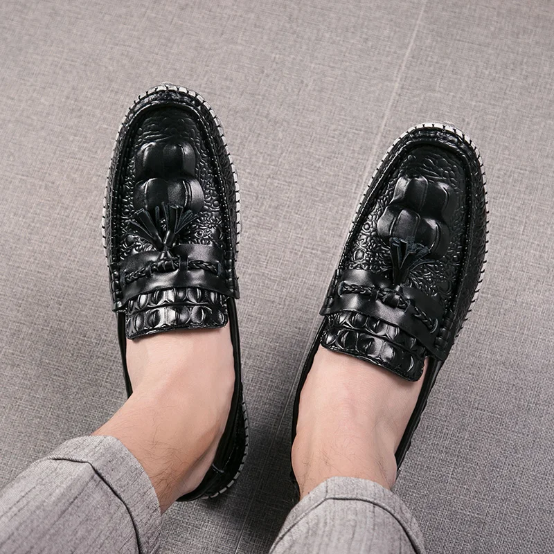 Мужская повседневная обувь с крокодиловым лицевым покрытием Роскошная