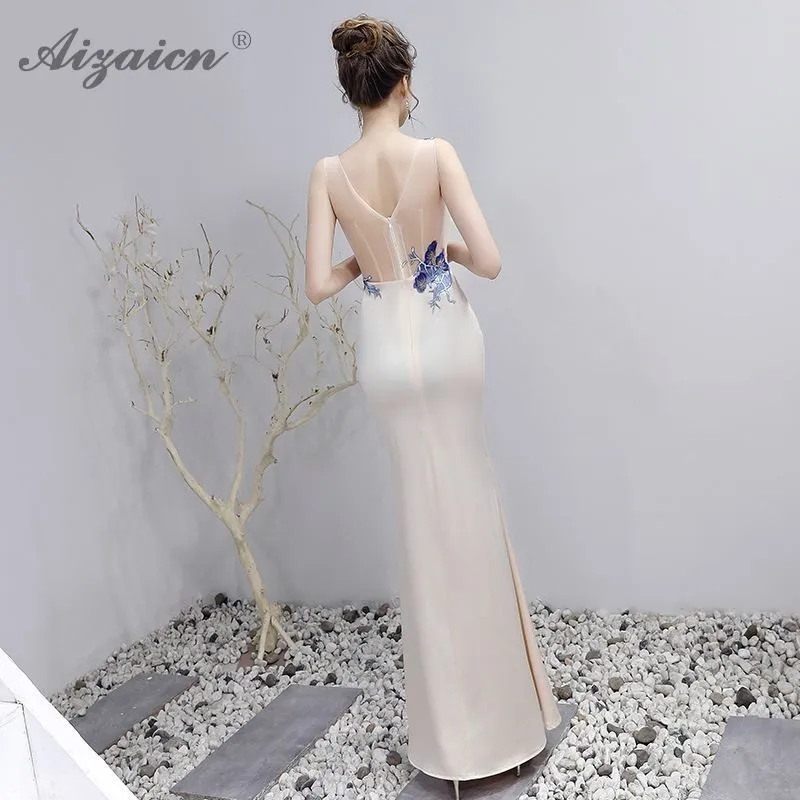 Летнее элегантное обтягивающее Cheongsam Китайский современный Qi Pao вечерние платья