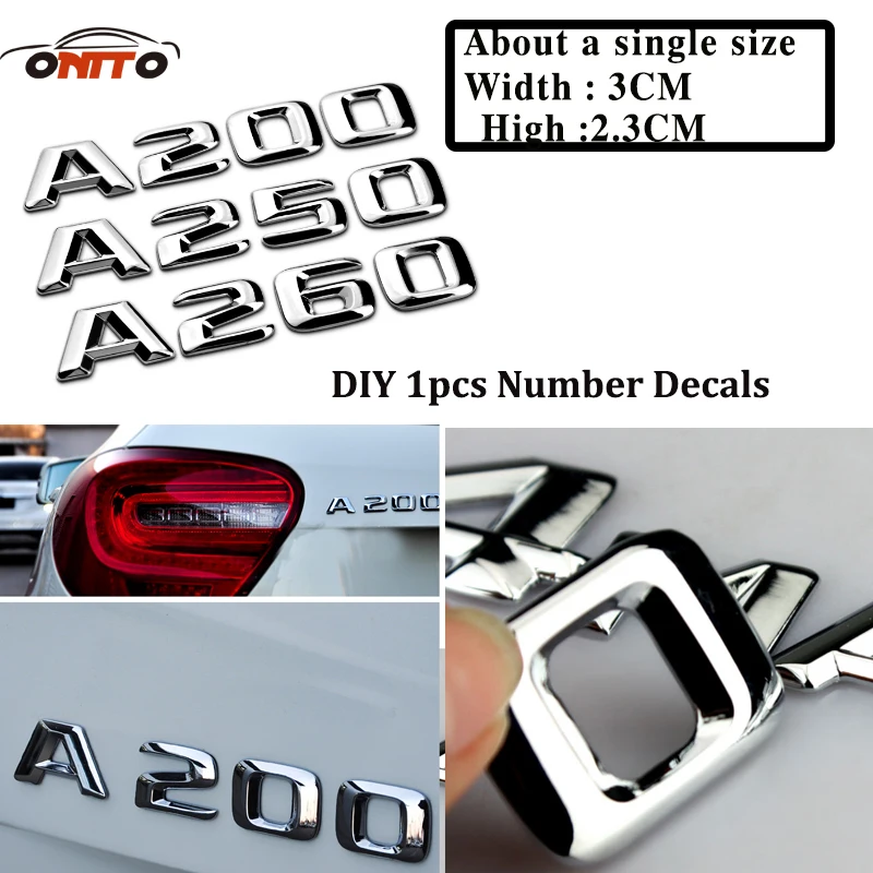 

1PCS ABS 3D Auto Sticker A200 A250 A260 DIY A/2/0/5/6 Car body Trunk Badge Decals Car Emblem for Car-Styling label