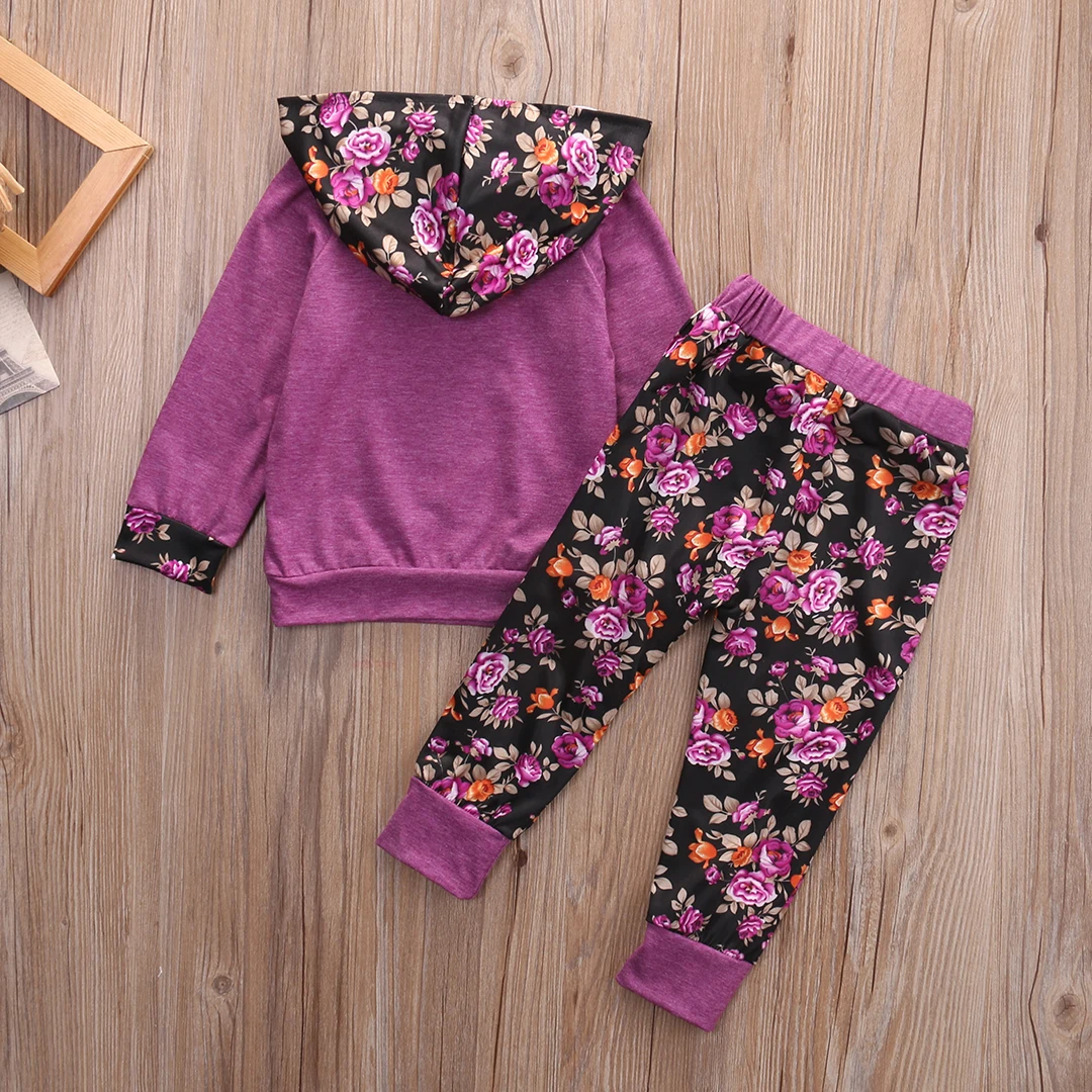 

Toddler Infantil Kids Baby Girls Active Tracksuit Pullover Sweatshirt Hoodies+Pants 2PCS Outfits Set