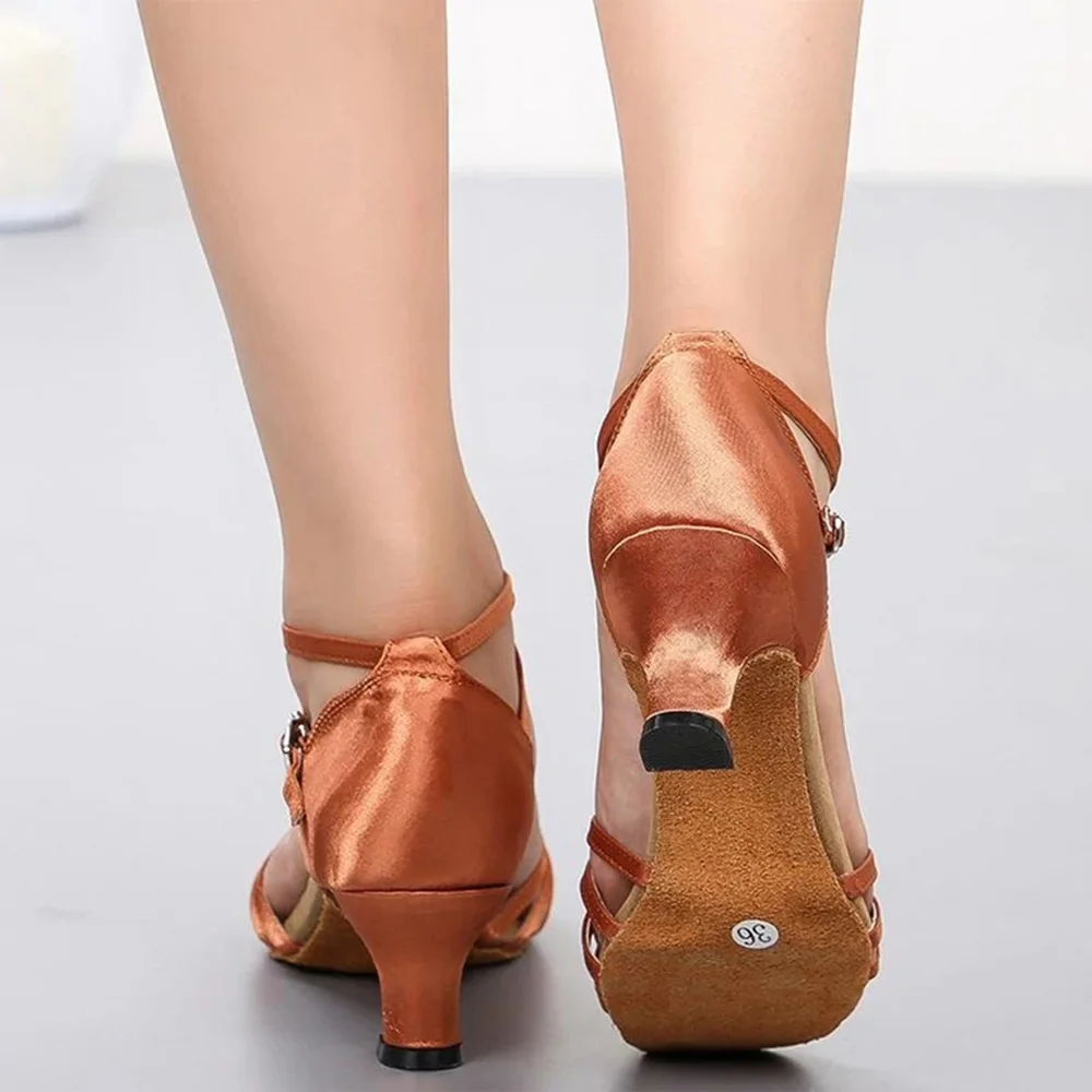 New Women Latin Dance Shoes Ballroom Comfortable Tango Dancing Shoes Organizer For Women Ladies Girls Heeled Party Thick Heel