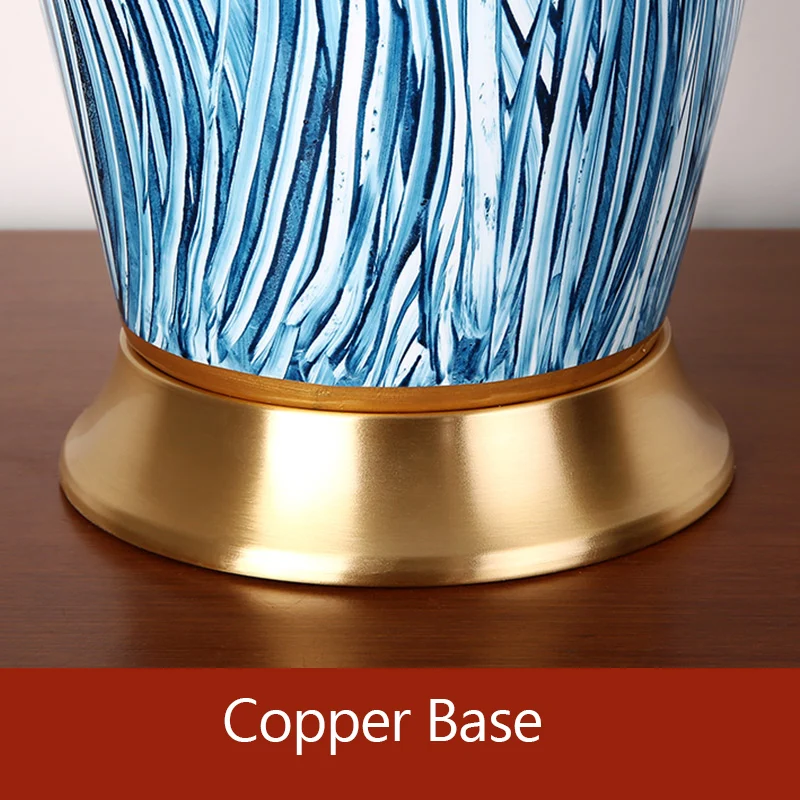 Copper Table Lamp American Style for Living Room Jingdezhen Ceramic Luxury Bedroom Bedside Decorated LED | Лампы и освещение