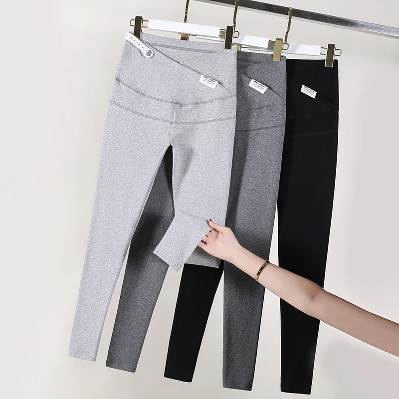 

8832# 95% Cotton Across V Low Waist Belly Maternity Skinny Legging Adjustable Pants Clothes for Pregnant Women Spring Pregnancy