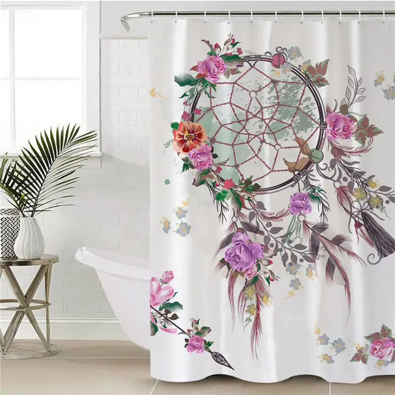 4 Постельные принадлежности Outlet Dreamcatcher декоративная занавеска для душа Водонепроницаемая Акварельная богемная занавеска для ванной с крюком для ванной комнаты 180x180 - Цвет: 4