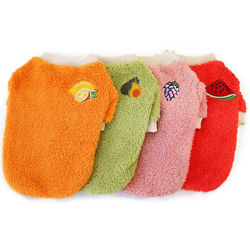 New Fleece Pet Clothes For Dogs Hoodies Winter Fruit Pattern Sweater Spiral Neckline Puppy Cat Shirt Outfit Sweatshirt L | Дом и сад