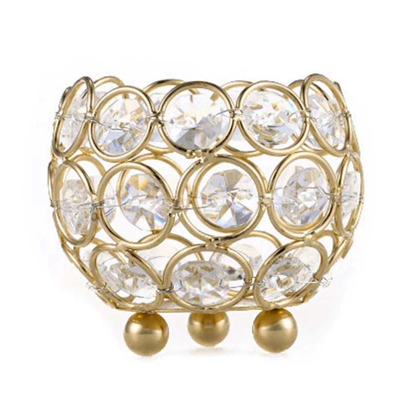 Держатели для свечей Золотой Хрустальный подсвечник Фонарь канделябр украшение