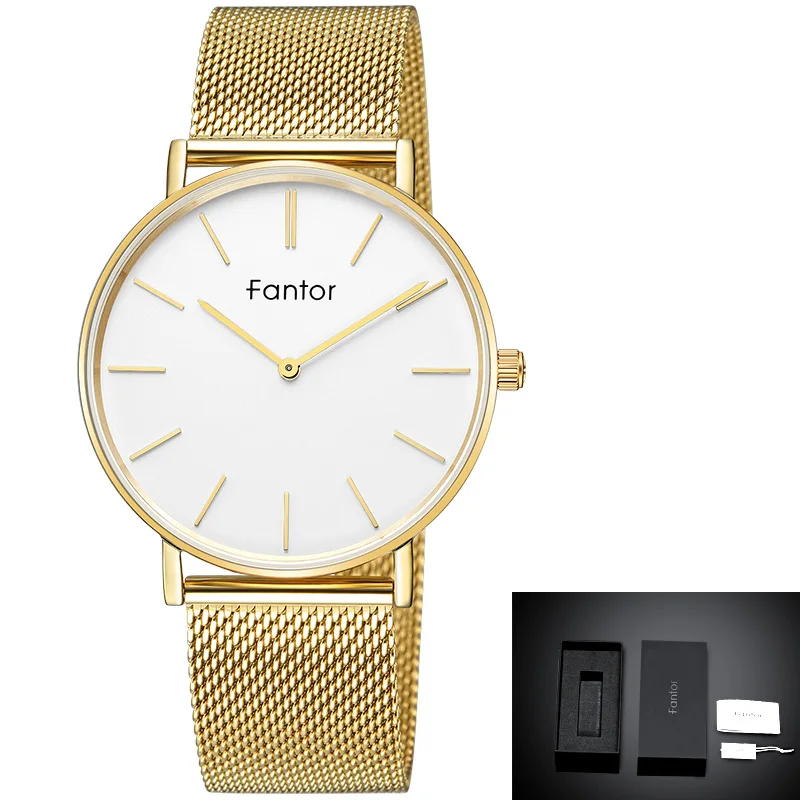 WF1007G05 Fantor ультра тонкие минималистичные часы для мужчин Топ бренд Повседневная сетка сталь кварцевые наручные часы для мужчин s водонепроницаемые часы relogio masculino - Цвет: WF1007G05