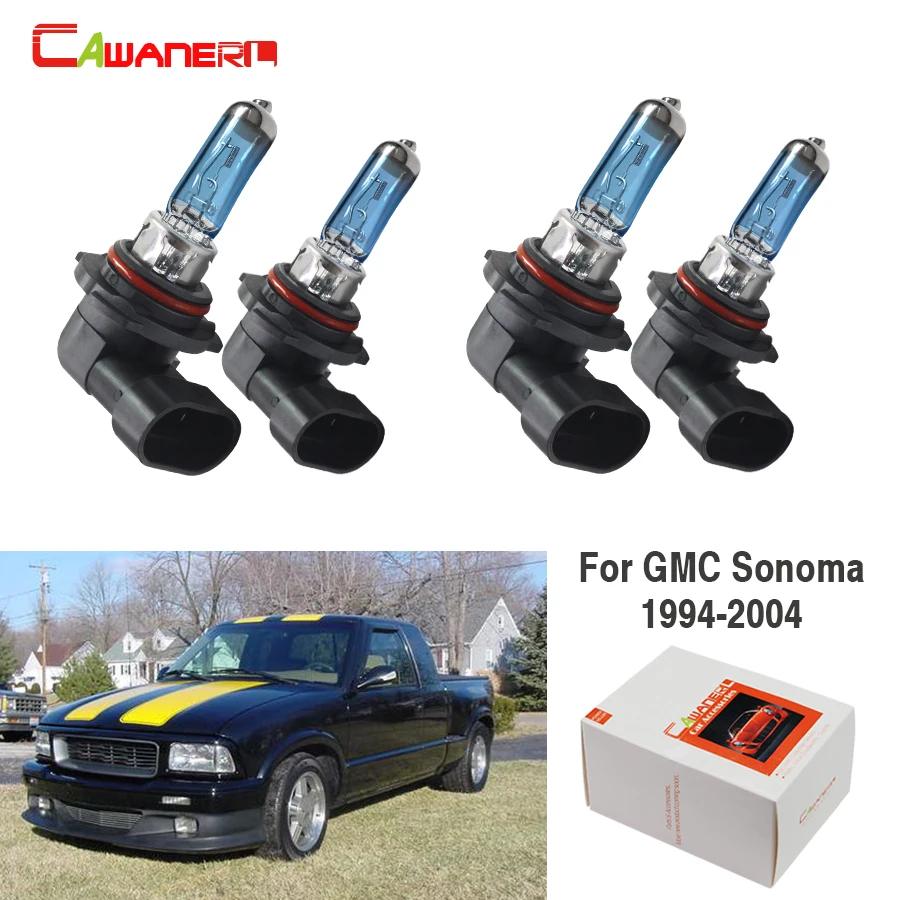 

Cawanerl For GMC Sonoma 1994-2004 100W Car Light Source Headlight High & Low Beam Halogen Lamp 4300K Warm White 4 Pieces