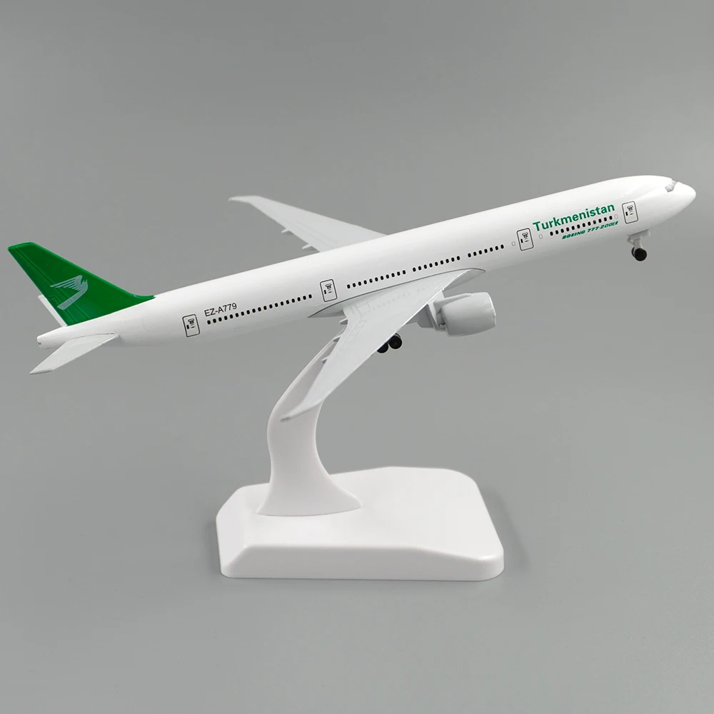 

18cm Aircraft Boeing 777 Turkmenistan Airlines Alloy Plane B777 with Wheel Model Toys Children Kids Gift for Collection