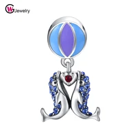 wg 925 sterling silver charm with cz blue dolphin bead animal charms fit european bracelets bangles fine jerelry