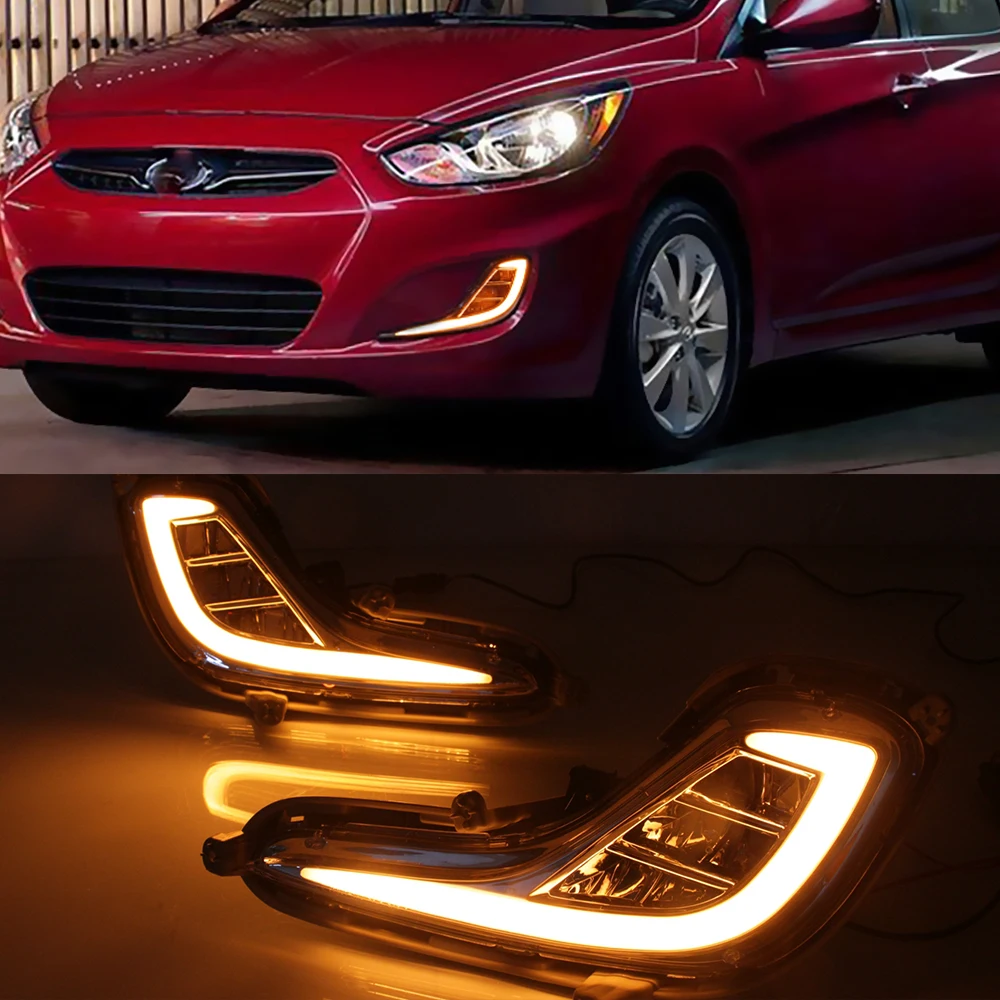 

Car Flashing 1Pair DRL For Hyundai Accent Solaris Verna 2010 2011 2012 2013 Daytime Running Light Fog Light cover Signal lamp