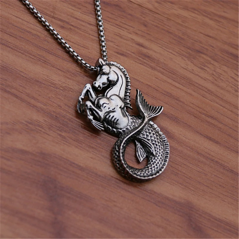 Antique Silver Large Sea Horse Hippocampus Charms Pendants For Men Women Necklace Jewelry Making Findings | Украшения и