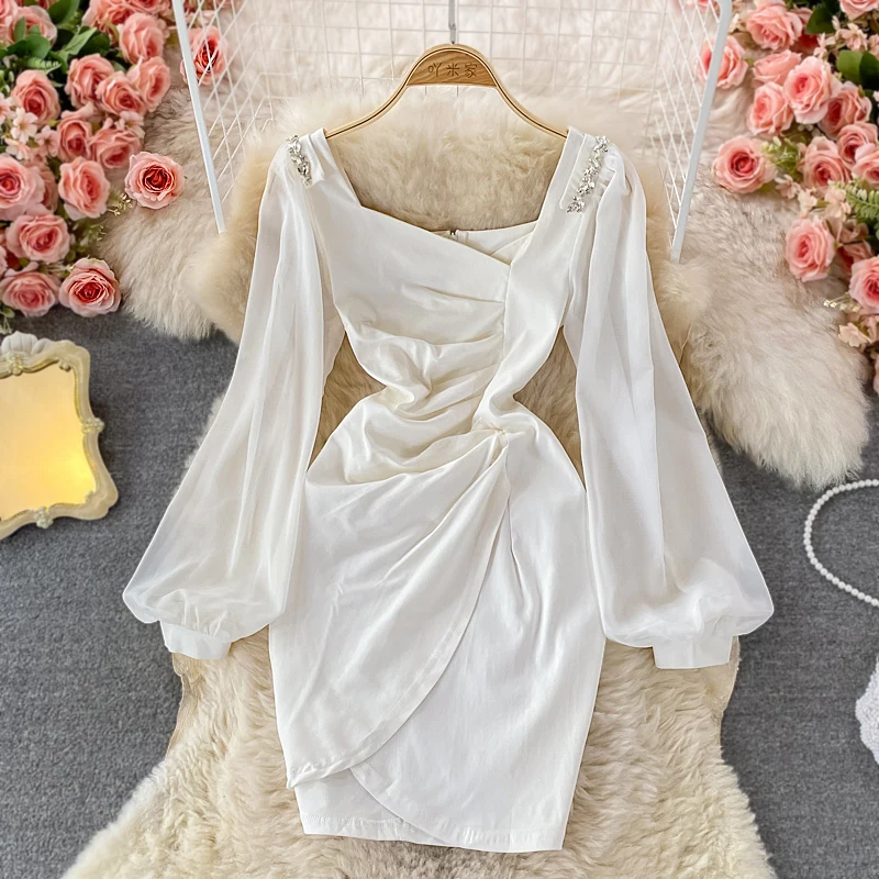 Женское облегающее платье с драпировкой Элегантное черно-белое длинным