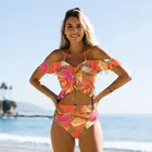 Сексуальное бикини с принтом цветов, Листьев, фруктов, комплект бикини из двух предметов, купальник, бикини Scollop, бикини на бретелях, бикини в африканском стиле, бикини