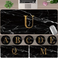 computer mouse keyboard pad anti slip gaming mouse pad large size 30x60cm 30x80cm pu leather black marble letter printing series