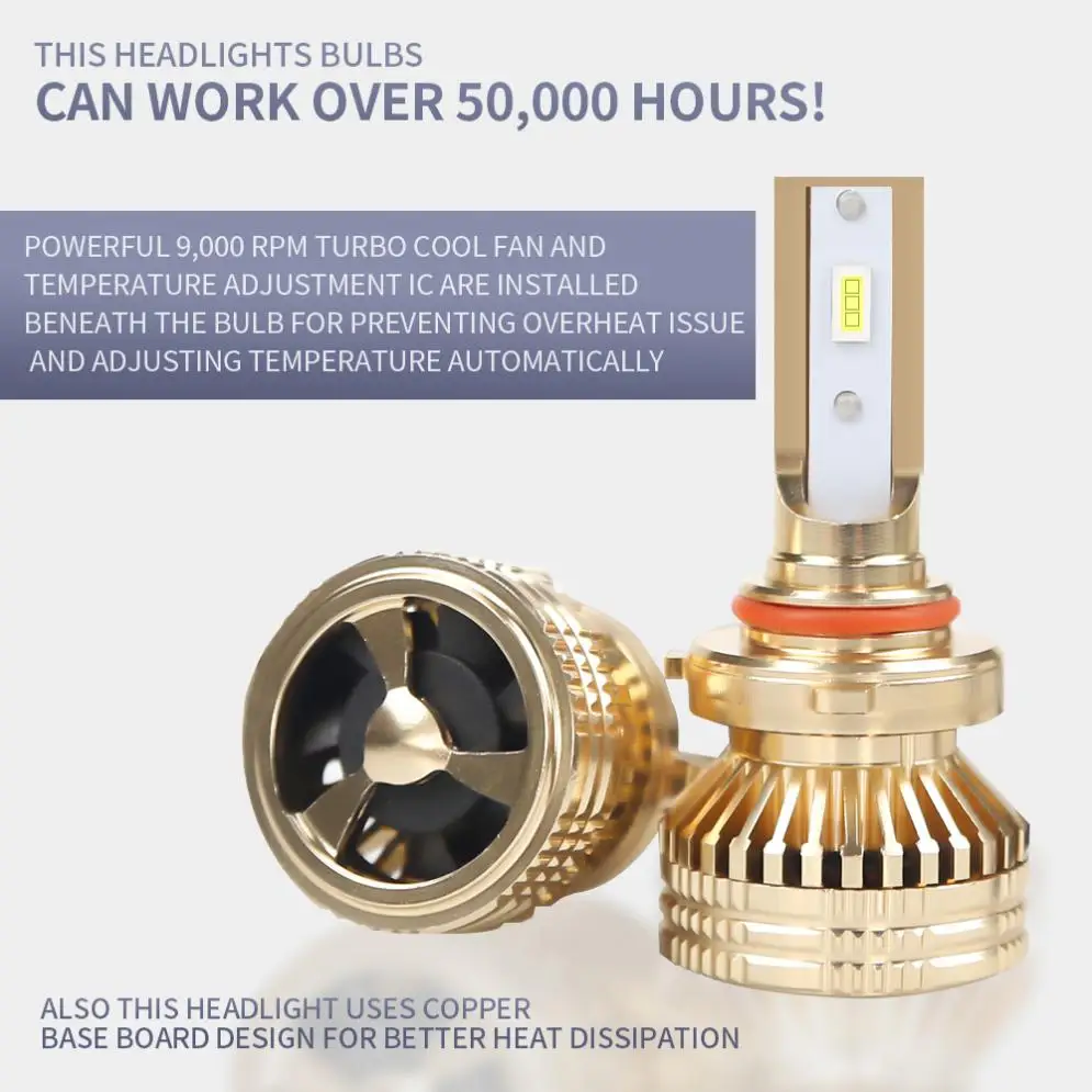 

2Pcs 9006 / HB4 12000LM 6000K White Super Bright TX3570 Chip Car Headlight Bulbs IP67 Waterproof for Car/Truck/SUV/RV