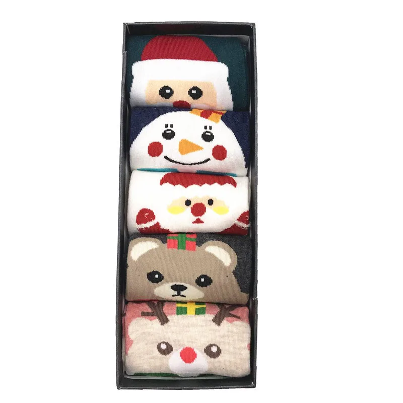 MYORED/5 пар женских носков подарочные носки на Рождество Хлопковые женские