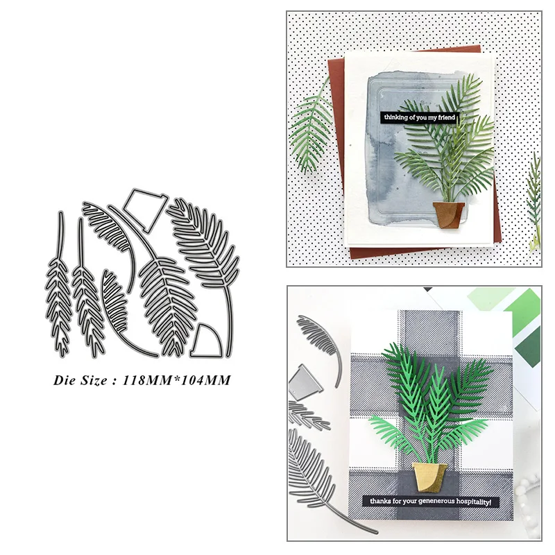 

Green Leaf Potted Combination Metal Cutting Dies for DIY Scrapbook Album Paper Card Decoration Crafts Embossing 2021 New Dies