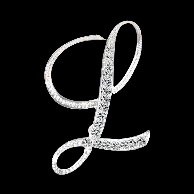 A-Z Letter Cute Brooch For Women Men Rhinestones Crystal Silver Color Metal Pins Jewelry Accessories Christmas Gift | Украшения и