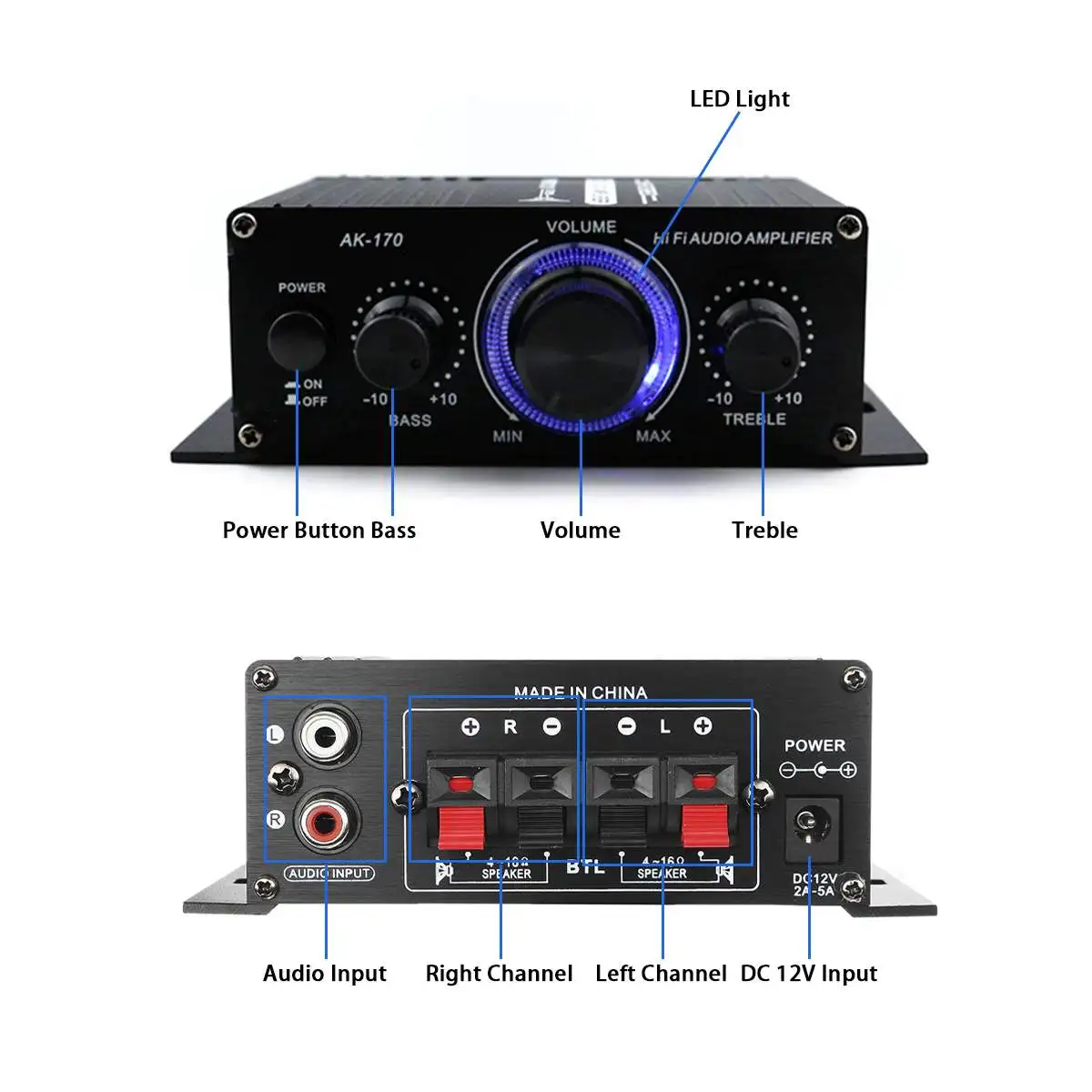 Усилитель мощности AK380/AK170 400 Вт * 2 канала bluetooth HiFi для дома автомобиля