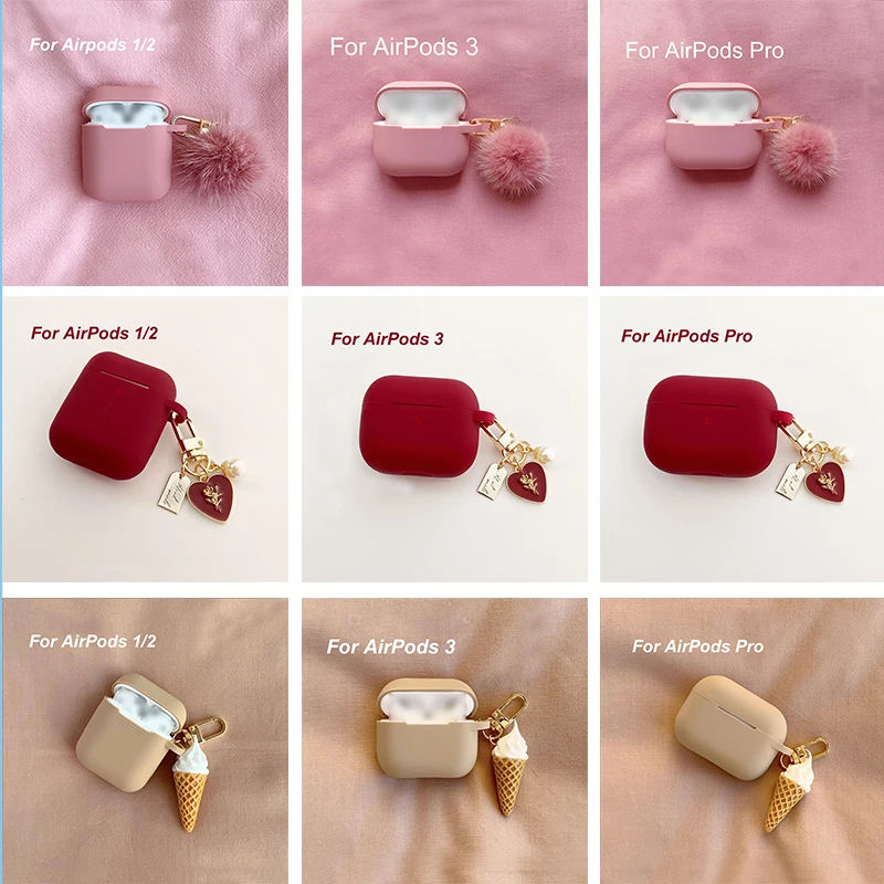 

Новый мягкий жидкий силиконовый чехол для AirPods 3, защитный чехол для беспроводных наушников для Apple Airpods Pro, чехол с милой палитрой мороженого,...