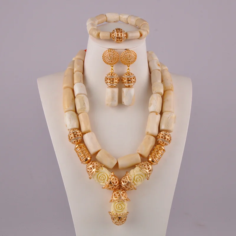 

natural coral white african coral beads big bridal jewelry sets nigeria coral beads jewelry set