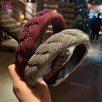 new shiny twist weaving hair accessories colorful braided headband hair band hoops 2021 fashion hairbands bezel headwear