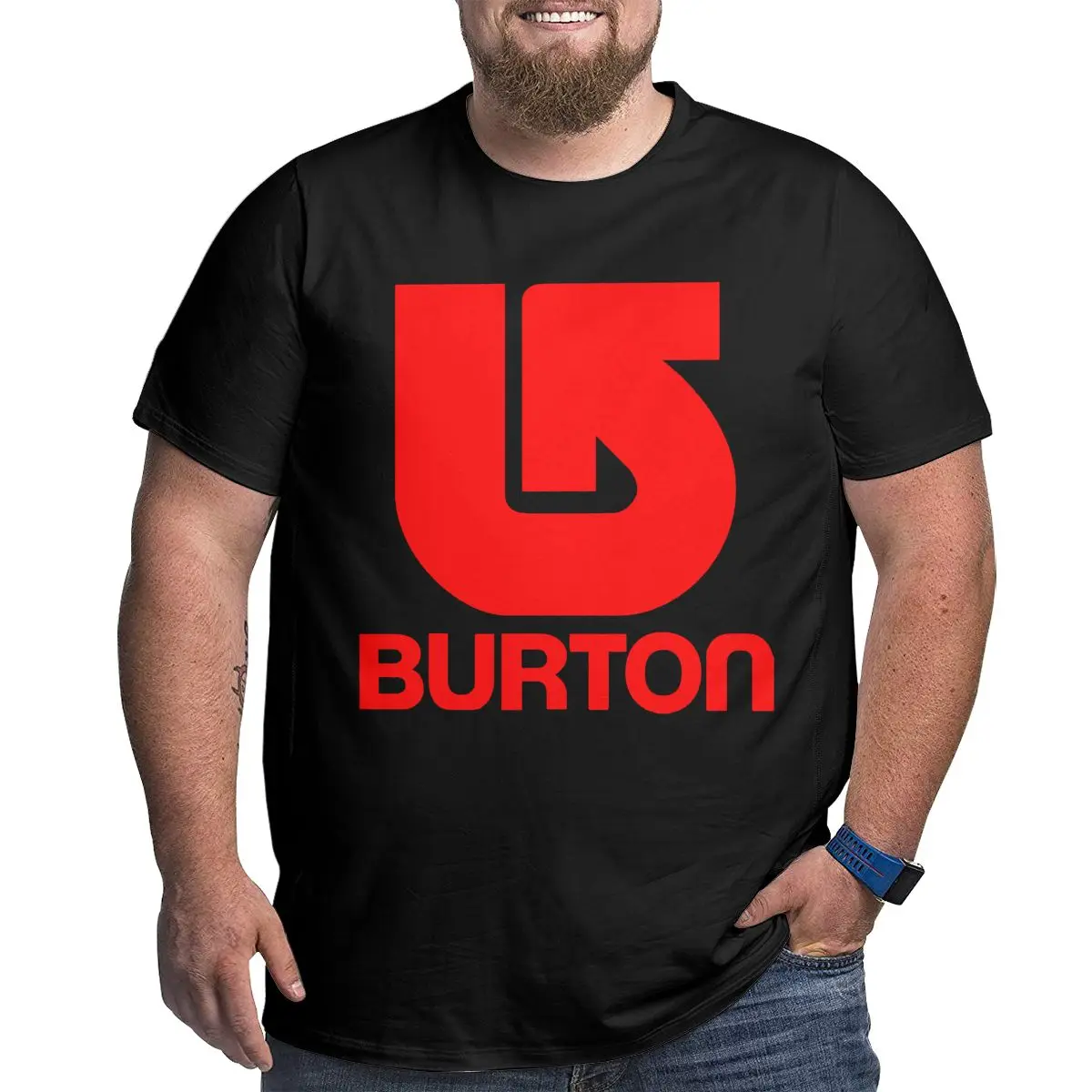 

Burton Snowboards Custom Red Arrow Logo 100% Cotton T Shirts for Big Tall Man Oversized Plus Size Top Tee Men's Loose Large Top