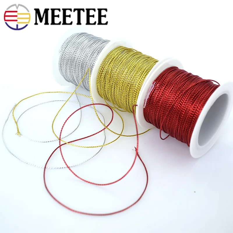 Meetee (один = 20 метров) 1 мм высокая прочность Золотой блестящий полиэфирный шнур