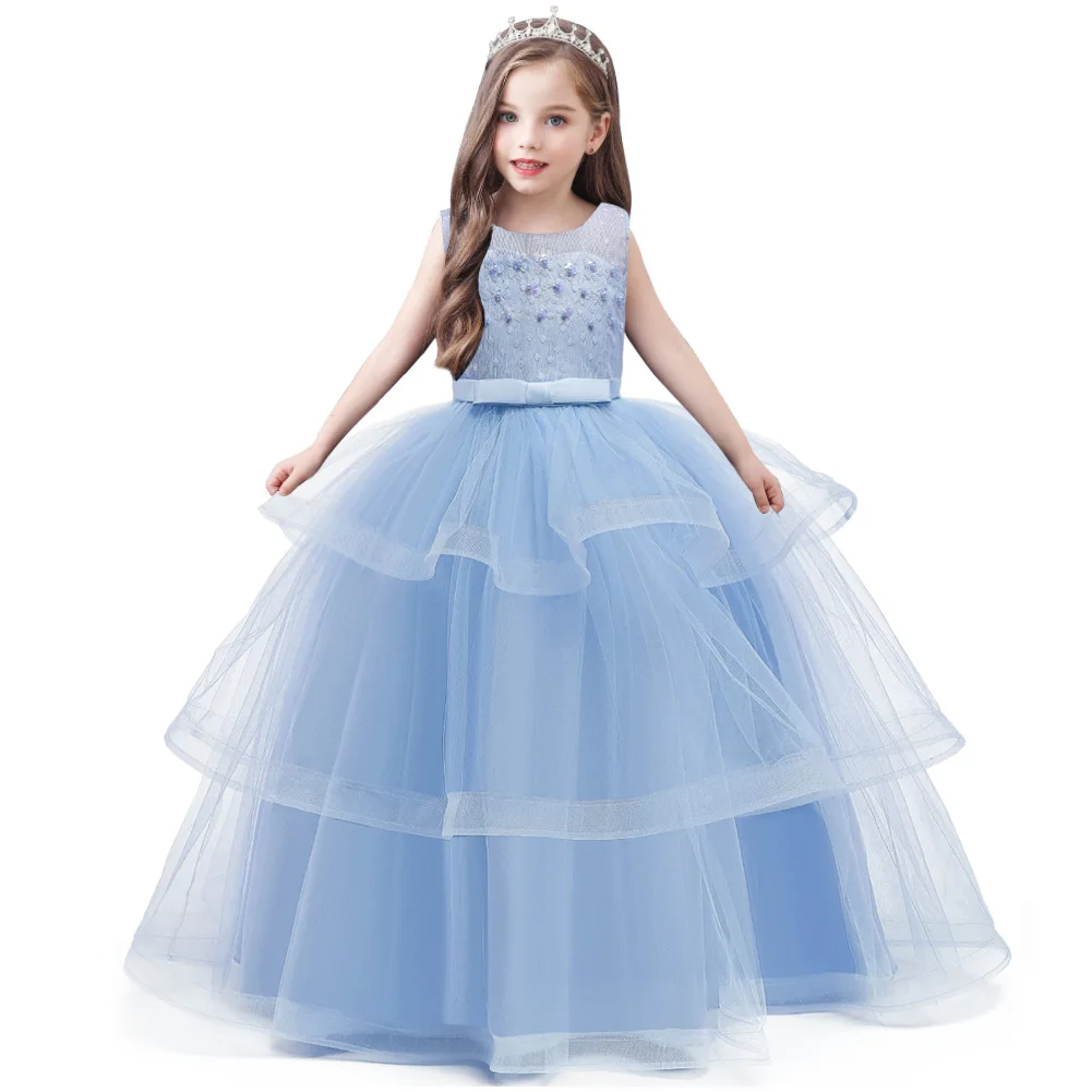 Girls Communion dress Kids Wedding Elegant Flower Embroidery Party Tulle Princess Birthday Dress First Gown for | Детская одежда и