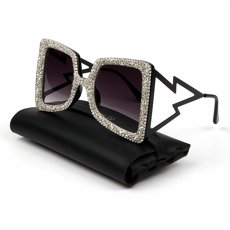 Большие солнцезащитные очки женские модные роскошные стразы с украшением