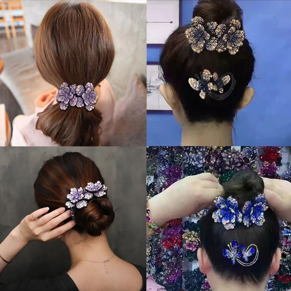 Стразы заколка для конского хвоста заколки волос заколки-крабы с кристаллами