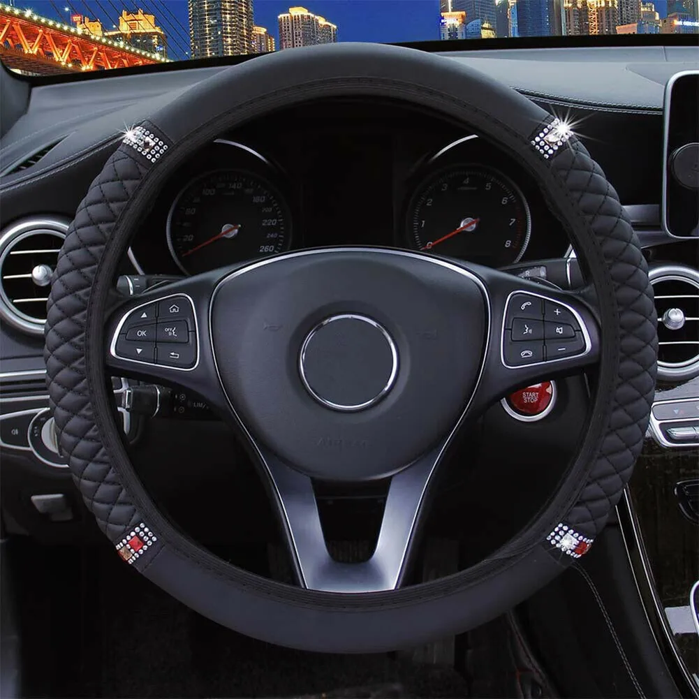 

15\\'\\'/37-38cm Steering Wheel Cover Accessories Black Parts Replacement