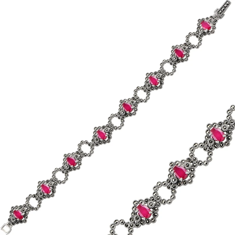 

Серебряный браслет Silverlina с марказитом и Рубином из циркония