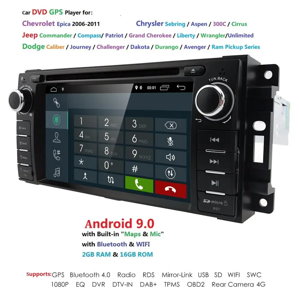 Hizpo 2 + 16 1 din автомобильный Радио Android 9 0 dvd плеер для jeep Grand Cherokee Chrysler 300c Компас/Dodge