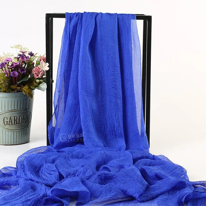 26 sapphire blue La MaxPa пляжный шарф женский чехол летняя однотонная шелковая шаль шифоновый шарф женское парео накидка саронг Женская Длинная накидка k2407 - Цвет: 26 sapphire blue