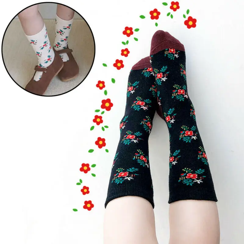 

Kids Girl Cotton Floral Socks Cute Knee High Hosiery In tube sock Fit 1-8Y