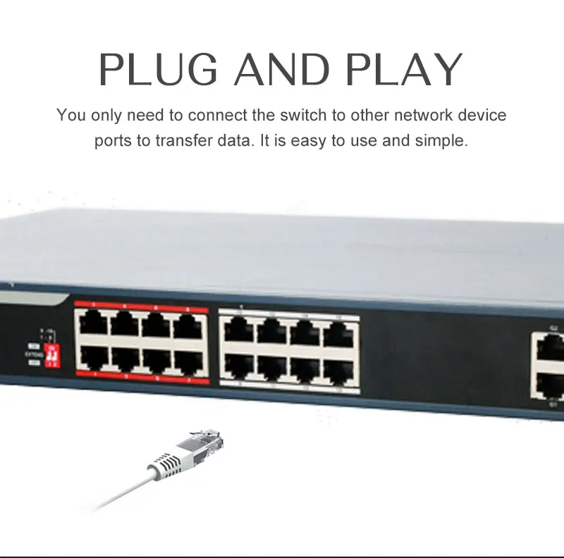 Hikvision DS-3E0326P-E/M PoE коммутатор 24 порта 10/100 Мбит/с PoE порты+ 1 Uplink 1000 м порты для 24CH NVR и CCTV IP камеры