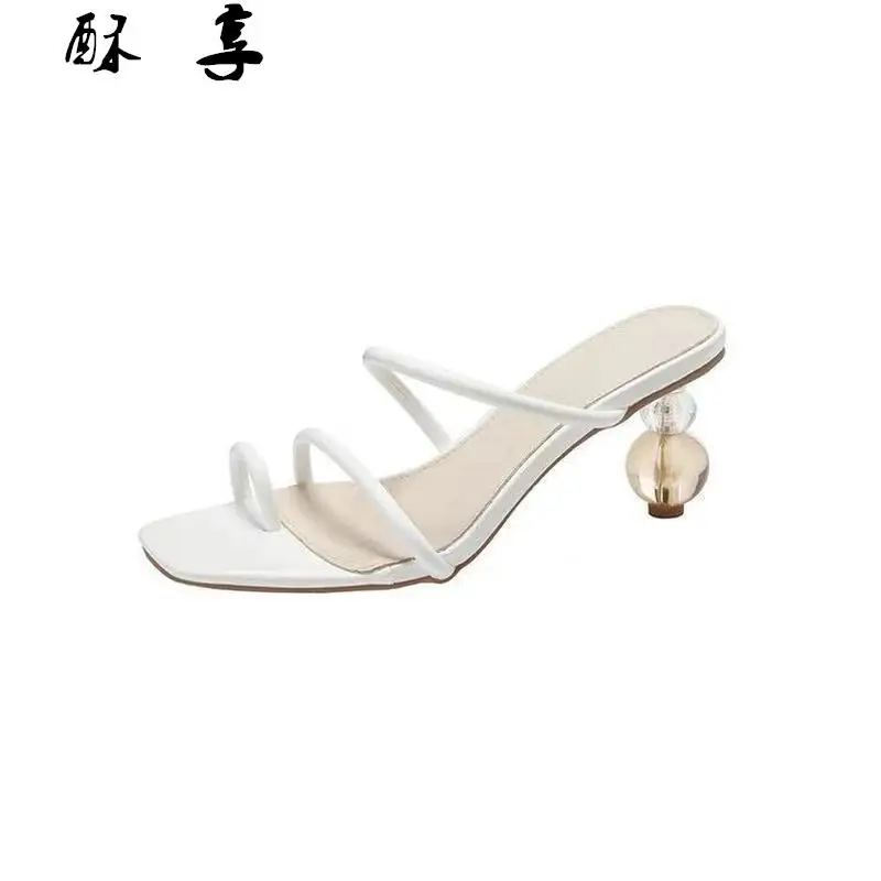 

2021 Summer New Comfort walking Women Shoes Simple Personality Crystal Heel Sandals Women Fashion Elegant Roman Shoes Women