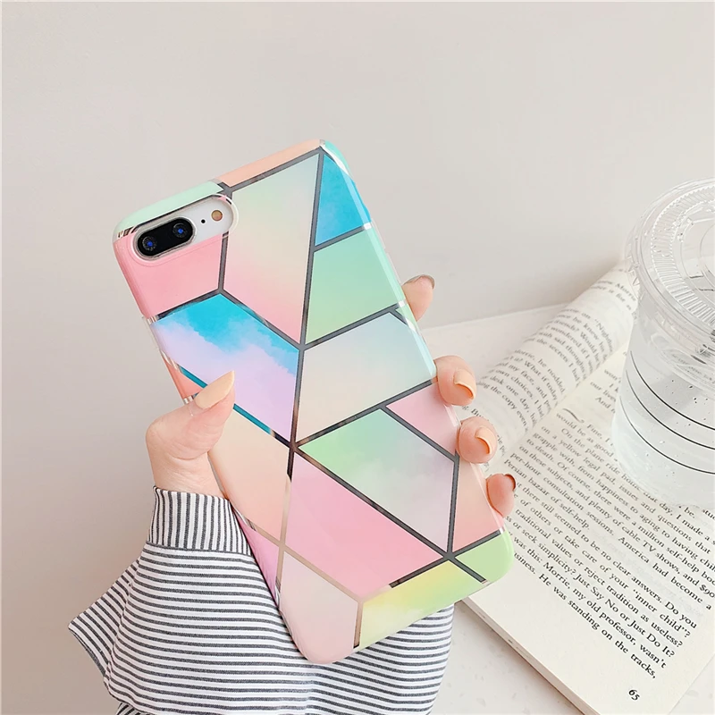 Чехол с градиентным узором для IPhone X 8 6 6s 7 Plus Мягкий полиуретановый край iPhone XS MAX XR |