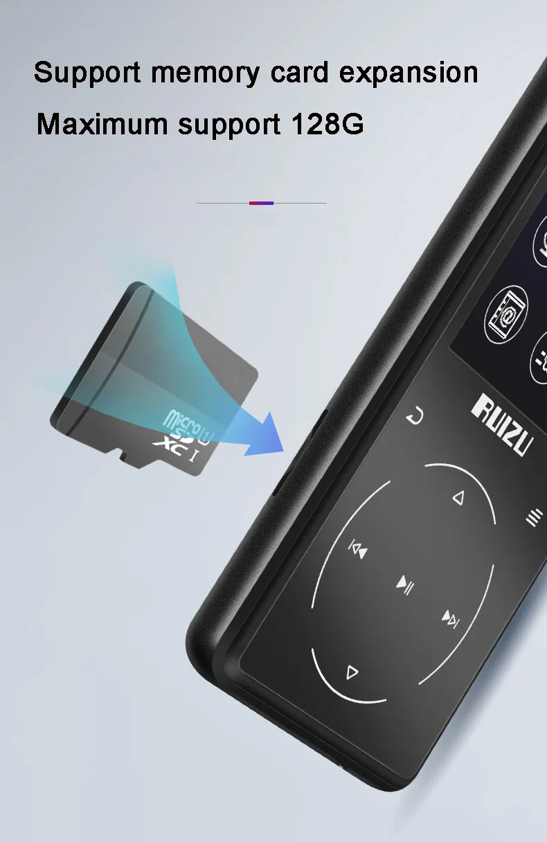 RUIZU MP3 плеер с bluetooth 4,2 и 2,4 экраном сенсорные клавиши hifi fm радио мини Спорт MP 3 музыкальный плеер портативный металлический walkman