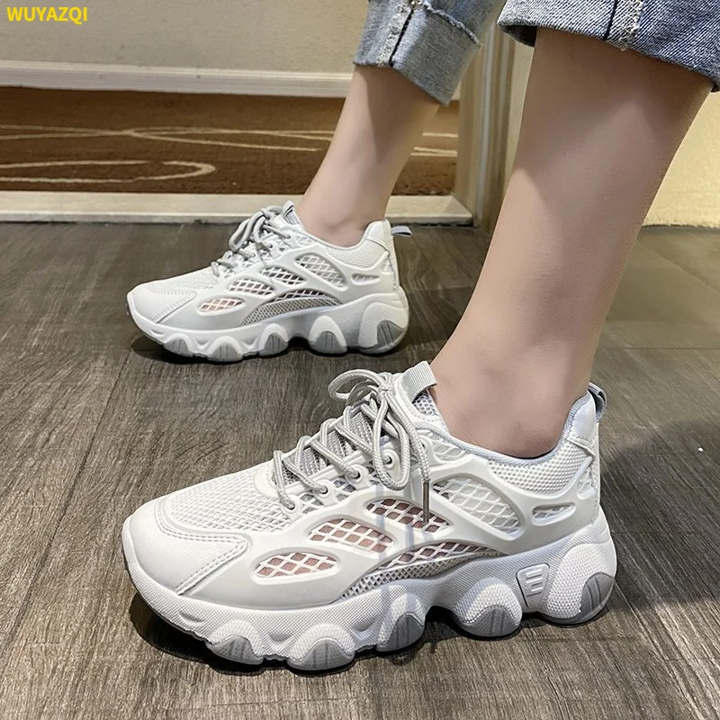 

Модная женская обувь WUYAZQI, сетчатая дышащая женская спортивная обувь на толстой подошве, женская обувь для бега на открытом воздухе B8